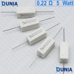 0.22 ohm 5 watt Five watt Resistor ±5% 0.22Ω 0.22 ohms Ceramic Cement Wirewound Resistance