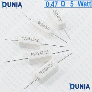 0.47 ohm 5 watt Five watt Resistor ±5% 0.47Ω 0.47 ohms Ceramic Cement Wirewound Resistance