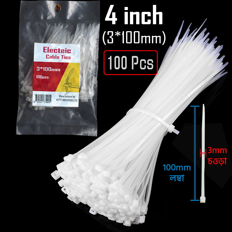 4 inch Cable Ties (3*100mm) Zip Wraps Strap Nylon Fastening Ring Loop Wire industrial Cable Tie - Image 3