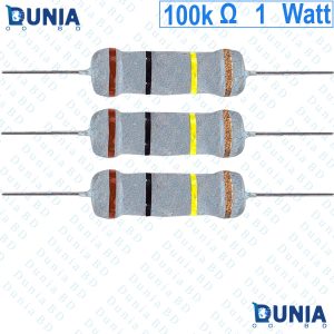 100k ohm 1 watt One watt Resistor ±5% 100kΩ 100 Kohms 100000 ohms Metal Oxid Film Resistance