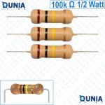 100k ohm 1/2 watt Half watt Resistor ±5% 100kΩ 100 Kohms 100000 ohms Carbon Film Resistance