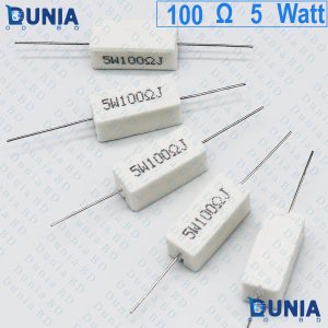 100 ohm 5 watt Five watt Resistor ±5% 100Ω 100 ohms Ceramic Cement Wirewound Resistance
