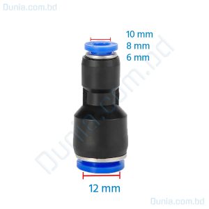 12mm Reducing Socket Pneumatic Quick Reducer Connector Push In PG 12mm to 10mm-8mm-6mm