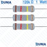 120k ohm 1 watt One watt Resistor ±5% 120kΩ 120 Kohms 120000 ohms Metal Oxid Film Resistance