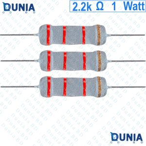 2.2k ohm 1 watt One watt Resistor ±5% 2.2kΩ 2.2 Kohms 2200 ohms 2k2 Metal Oxid Film Resistance