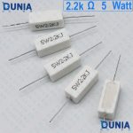 2.2k ohm 5 watt Five watt Resistor ±5% 2.2kΩ 2.2 Kohms 2200 ohms 2k2 Ceramic Cement Wirewound Resistance