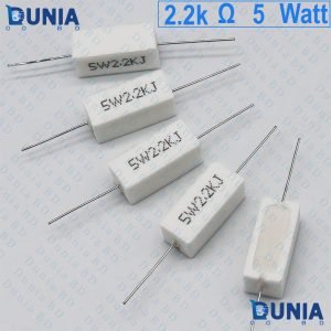 2.2k ohm 5 watt Five watt Resistor ±5% 2.2kΩ 2.2 Kohms 2200 ohms 2k2 Ceramic Cement Wirewound Resistance