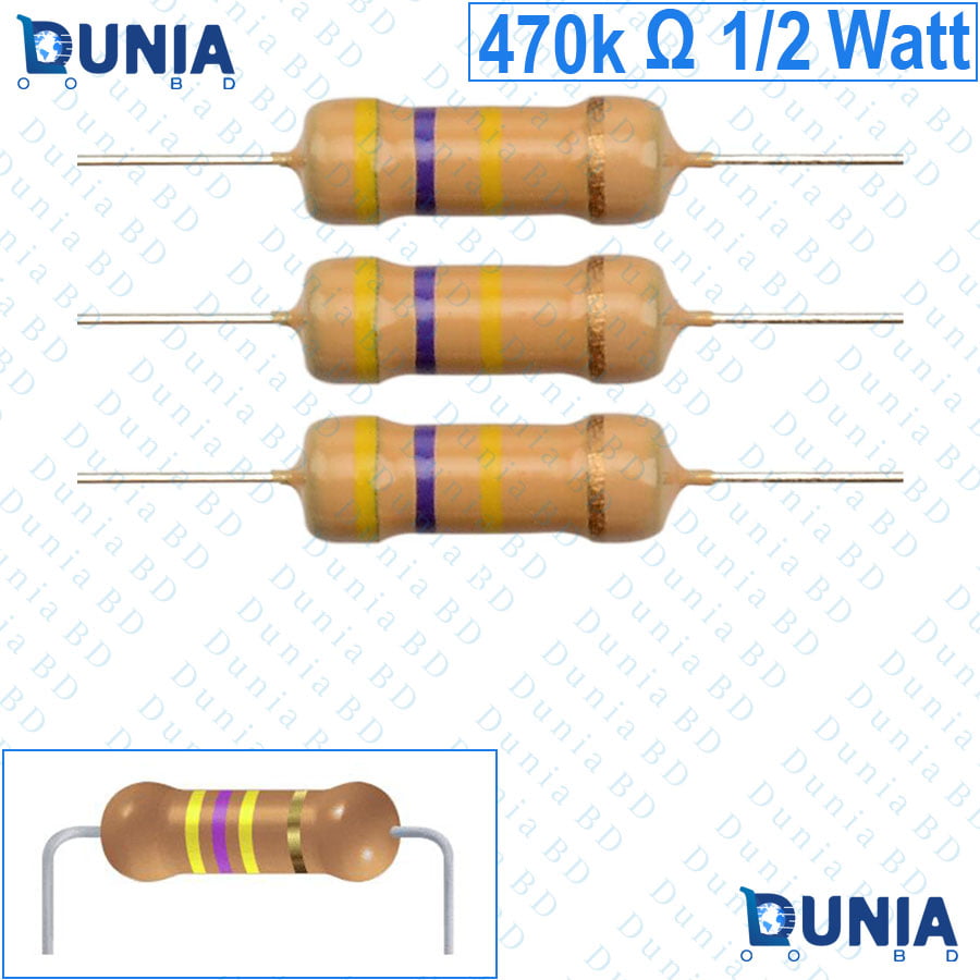 470k ohm 1/2 watt Half watt Resistor ±5% 470kΩ 470 Kohms 470000 ohms Carbon Film Resistance