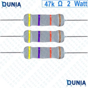 47k ohm 2 watt Two watt Resistor ±5% 47kΩ 47 Kohms 47000 ohms Metal Oxid Film Resistance