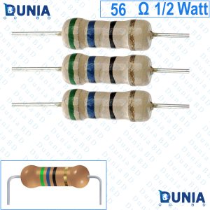 56 ohm 1/2 watt Half watt Resistor ±5% 56Ω 56 ohms Carbon Film Resistance