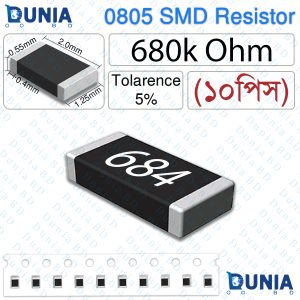 680K Ohm 684 0805 SMD Resistor 1/8W ±5% Tolerance Mega High Value Precision Chip Resistor for Ultra High Impedance & Low Current Circuits