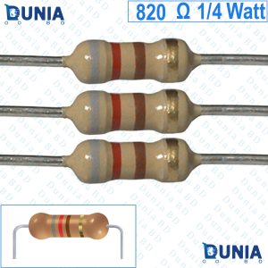820 ohm 1/4 watt Quarter watt Resistor ±5% 820Ω 820 ohms Carbon Film Resistance