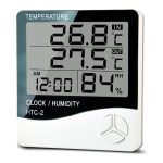Temperature Humidity hygrometer thermometer HTC-2 LCD Digital Indoor Outdoor Sensor Probe with Clock