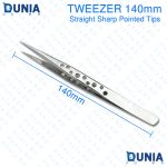 140mm SS Tweezer Precision Straight Sharp Pointed Tips with Vented Holes for Electronics Repair & PCB Work