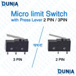 Micro Limit Switch with Press Lever 2 PIN 3 PIN