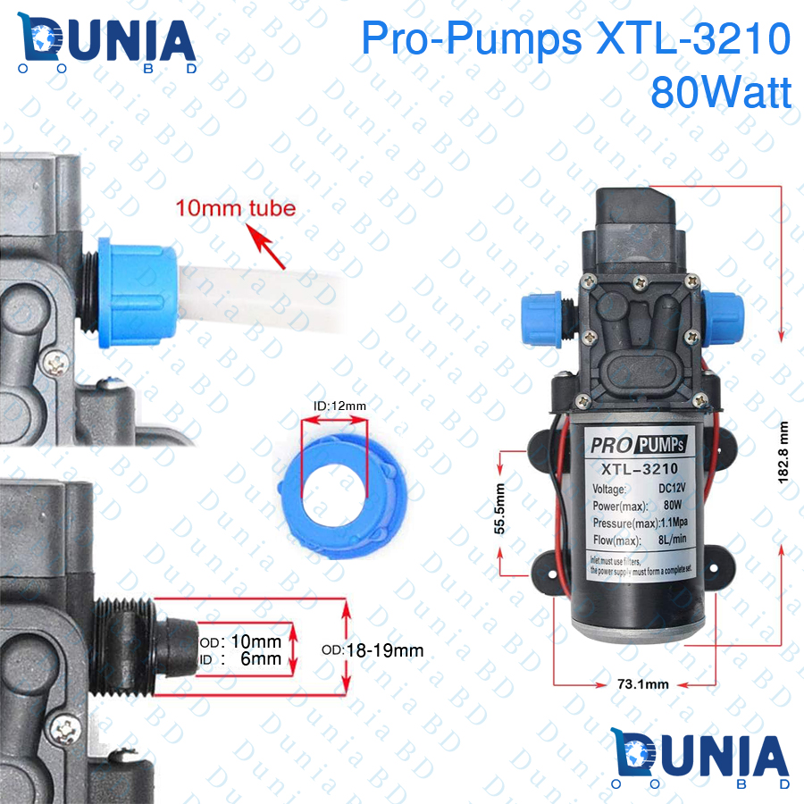 Pro Pump DC 12V 80W 100 Psi 6L/min 1.0Mpa High Pressure Water Pump for Bike or Car Wash & Garden irrigation - Image 2