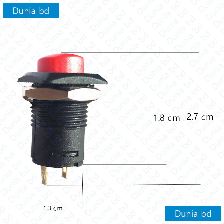 Square Push Button (Momentary Switch) Red AC DC ON-OFF